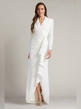 TADASHI SHOJI - MARKUM LONG-SLEEVE FLOUNCE GOWN